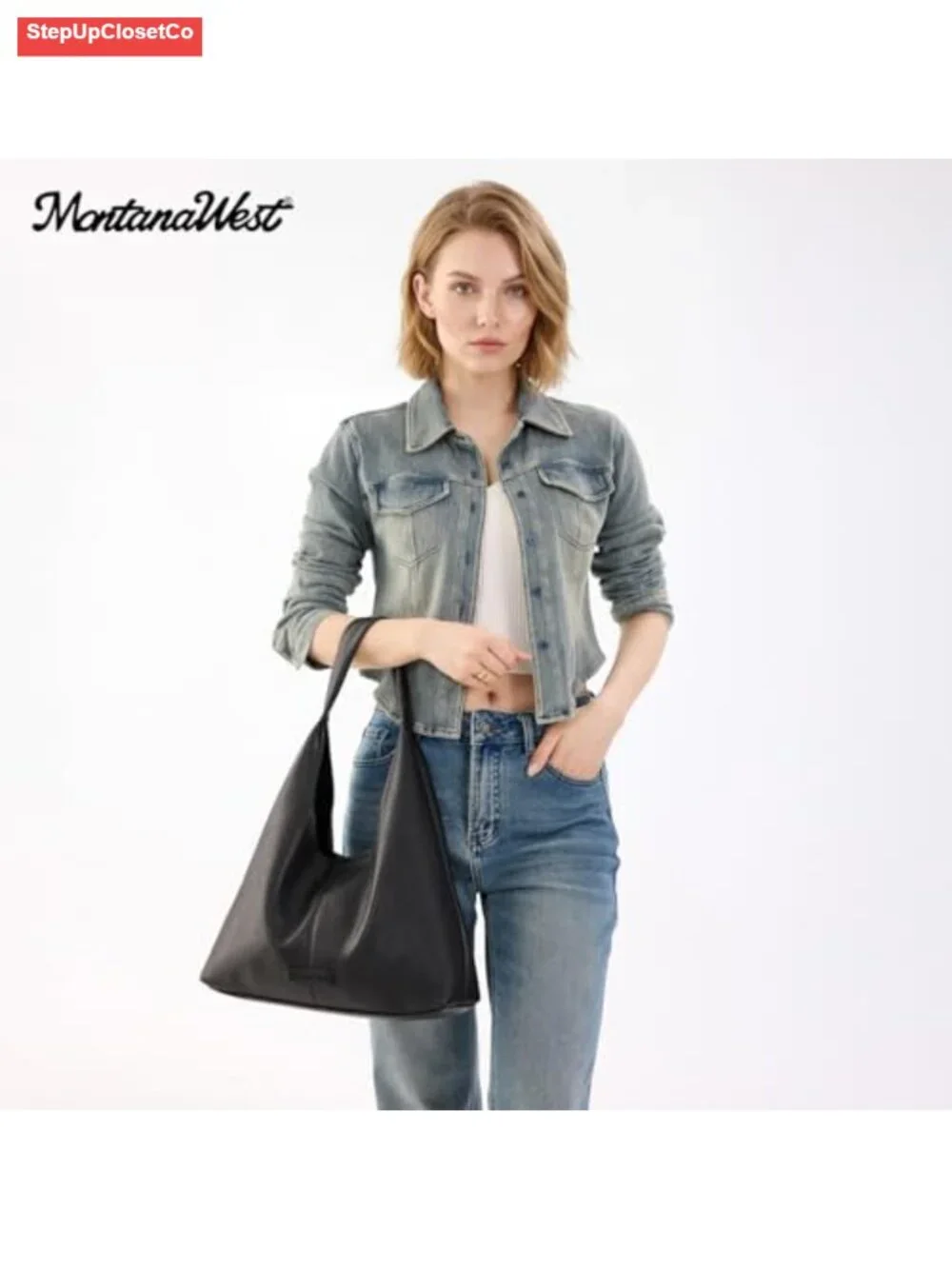 Women's Slouchy Hobo Bag Faux Leather Shoulder Purse with Pouch